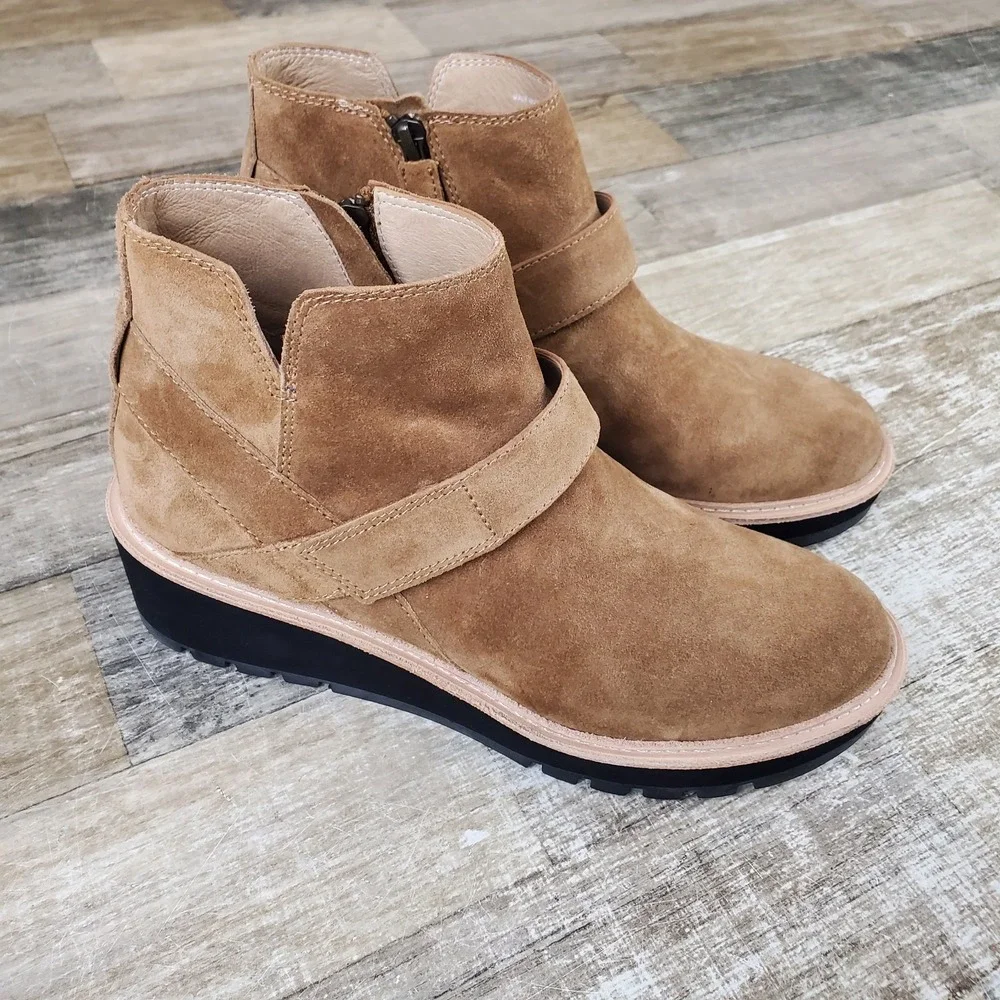 Eileen Fisher Womens Savana Wedge Booties Sz 10 Chelsea Side Zip
